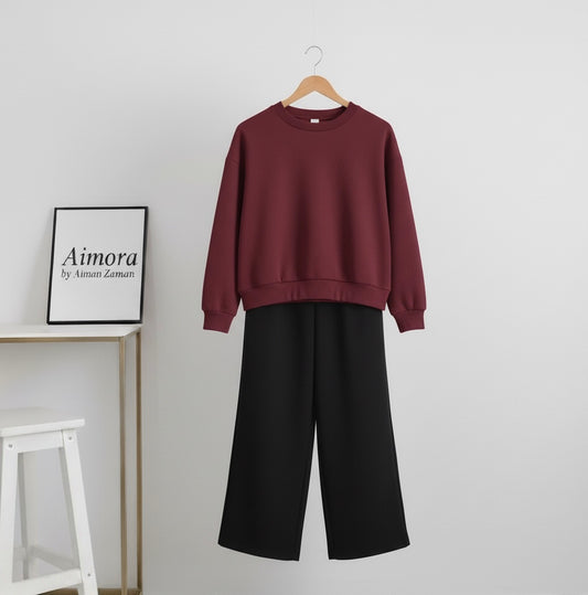 Maroon Sweatshirt & Black Flapper Combo