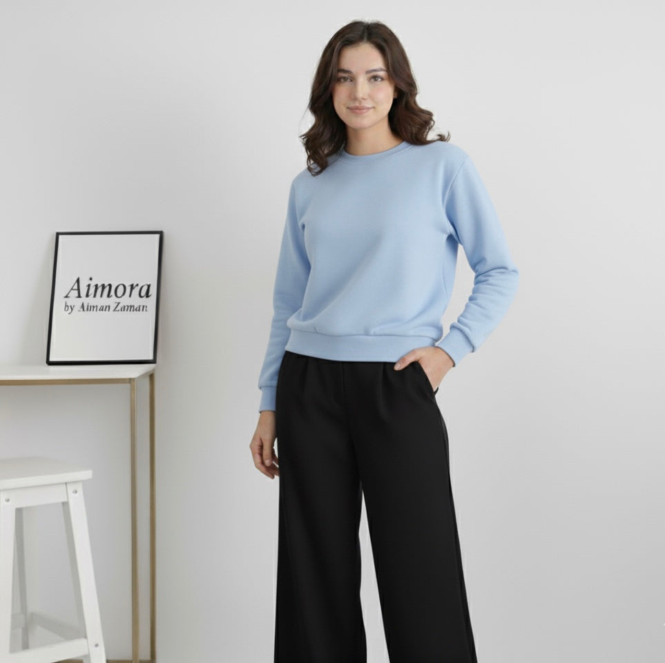 Sky Blue Sweatshirt & Black Flapper Combo