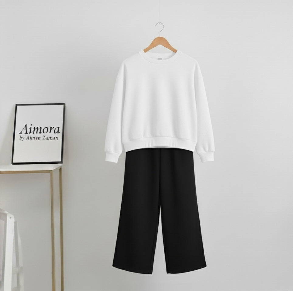 White Sweatshirt & Black Flapper Combo