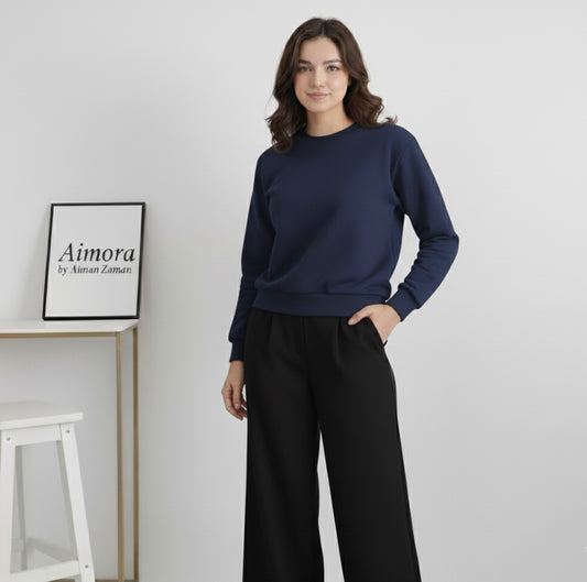 Navy Blue Sweatshirt & Black Flapper Combo