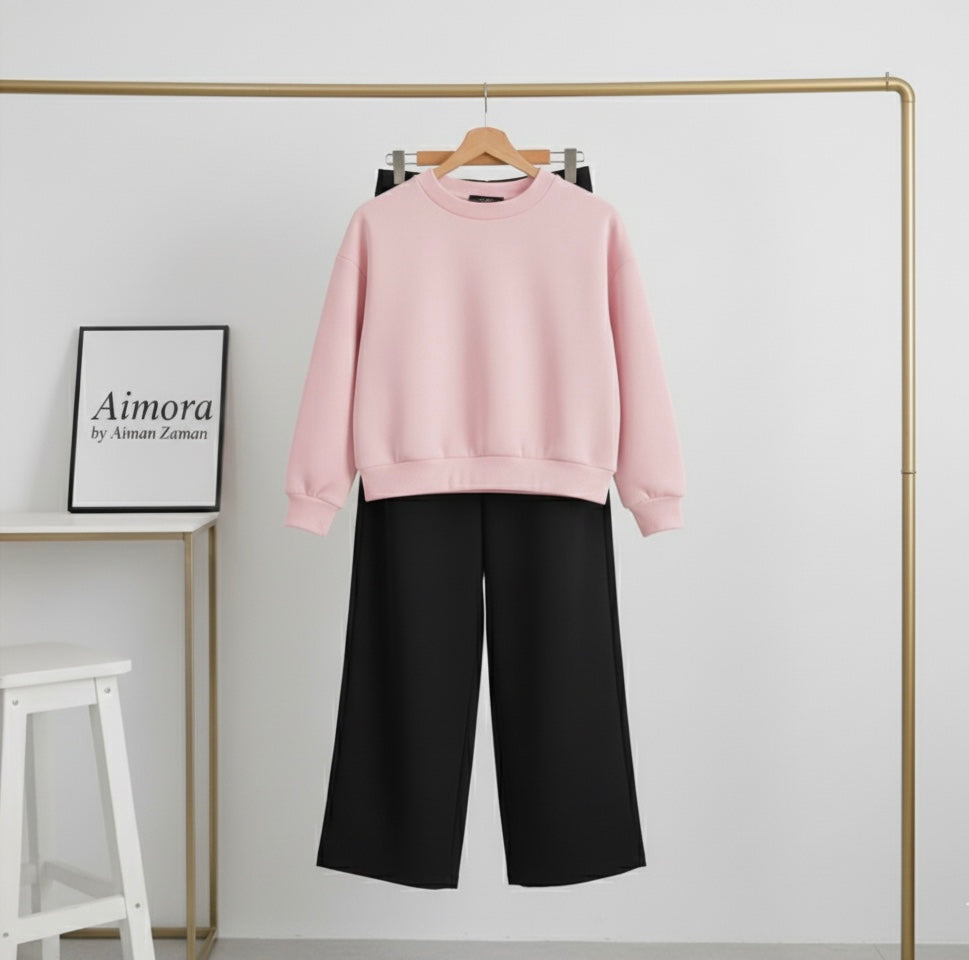 Baby Pink Sweatshirt & Black Flapper Combo