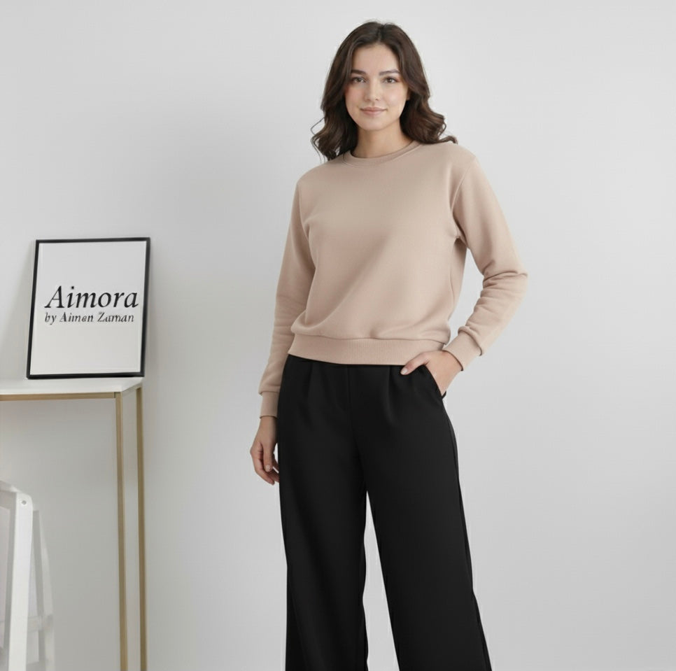 Beige Sweatshirt & Black Flapper Combo