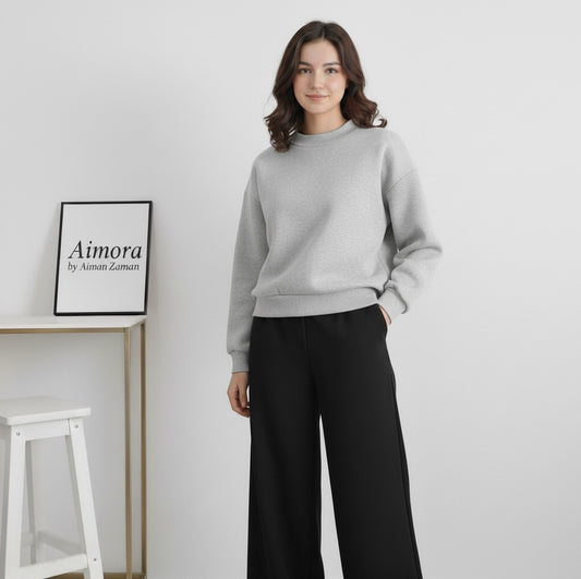 Light Grey Sweatshirt & Black Flapper Combo