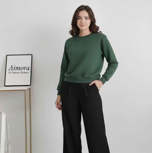 Bottle Green Sweatshirt & Black Flapper Combo