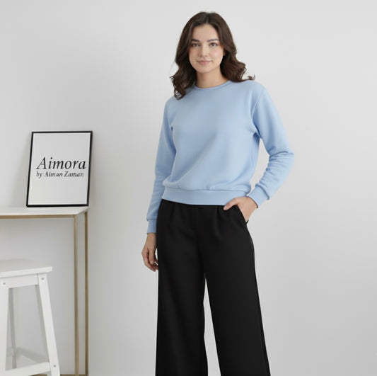 Sky Blue Sweatshirt & Black Flapper Combo