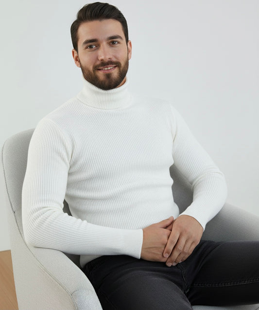 White High Neck Ribbed | Men