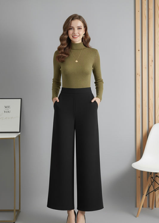 Olive Green High-neck & Black Flapper
